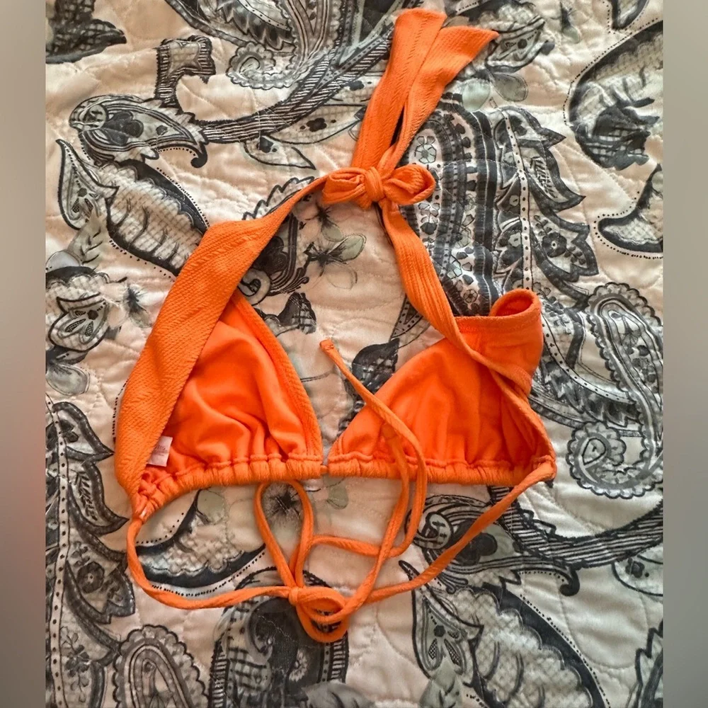 Women’s high waisted bikini bottom and triangle tie top mix brand set
